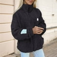 thumbnail image 4 of Womens Casual Oversized Fleece Jacket Fall Winter Warm Lapel Zip Up Plush Cardigan Outerwear Coat with Pockets Black XXXL, 4 of 5