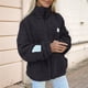 thumbnail image 4 of Chaqueta Informal de Gran Tamaño para Mujer, Abrigo de Felpa con Solapa, Cremallera y Bolsillos, para Otoño e Invierno. Negro S, 4 of 5