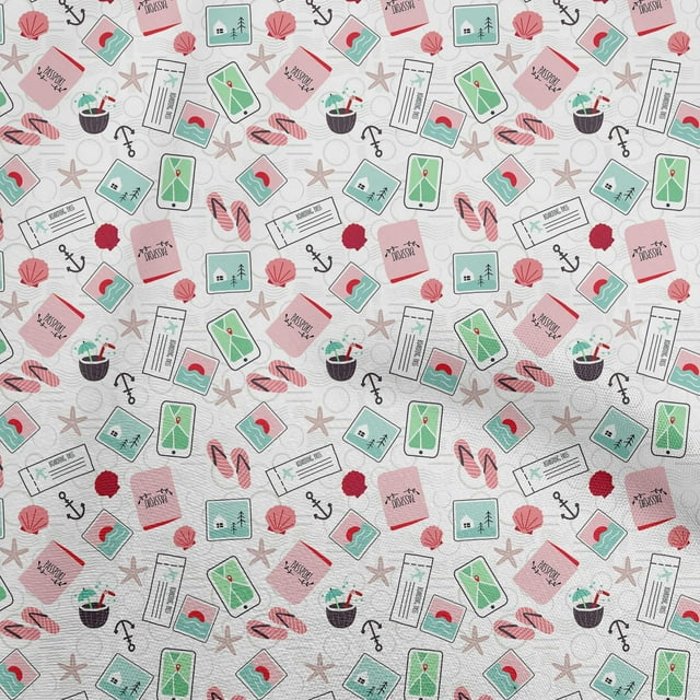 oneOone Polyester Spandex Red Fabric Travel Sewing Craft Projects Fabric Prints By Yard 56 Inch Wide