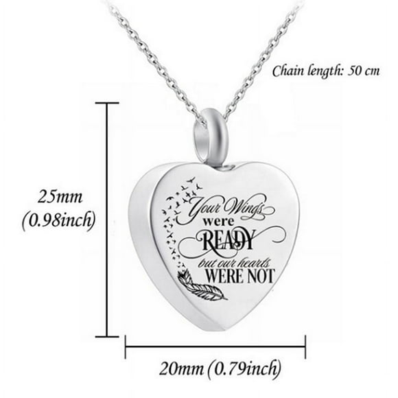 1PC Heart Urn Necklace for Ashes - Cremation Jewelry Keepsake Memorial Pendants Gift