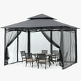 thumbnail image 5 of ABCCANOPY 11'x11' Patio Gazebo With Mosquito Netting and Double Soft Roof Canopies for Shade and Rain,Dark Gray, 5 of 8