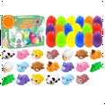 thumbnail image 2 of Easter Basket Stuffers for Student, 3 in Plastic, Pre Filled Easter Eggs, 20 Pc, Multicolor, Animal Squishies, Squeeze Toys, Easter Classroom Favors, 2 of 5