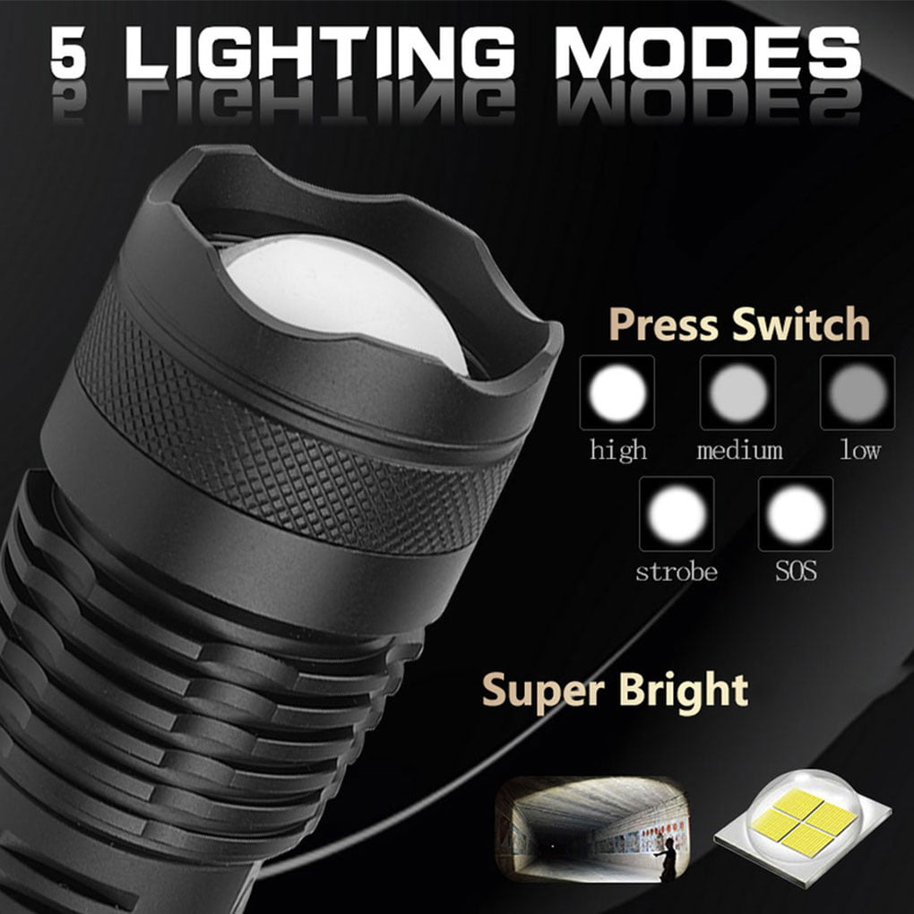 200W 3.7V Camouflage SWAT LED Flashlight High Power Rechargeable Protection x 3 