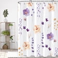 thumbnail image 3 of Floral Shower Curtain for Bathroom, Watercolor Purple Flower Bathroom Curtain, Vintage Plant Curtain Bath Decoration, Waterproof Fabric Shower Curtain Set with 12 Hooks, 72x78 Inches, 3 of 6