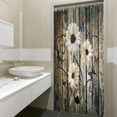 thumbnail image 2 of Rustic Shower Curtain Set, Grey Brown Floral Fabric Farmhouse Bath Curtain 12 Hooks, Country Butterfly Daisy American Farm Style Bath Accessories 36X72inch, 2 of 5