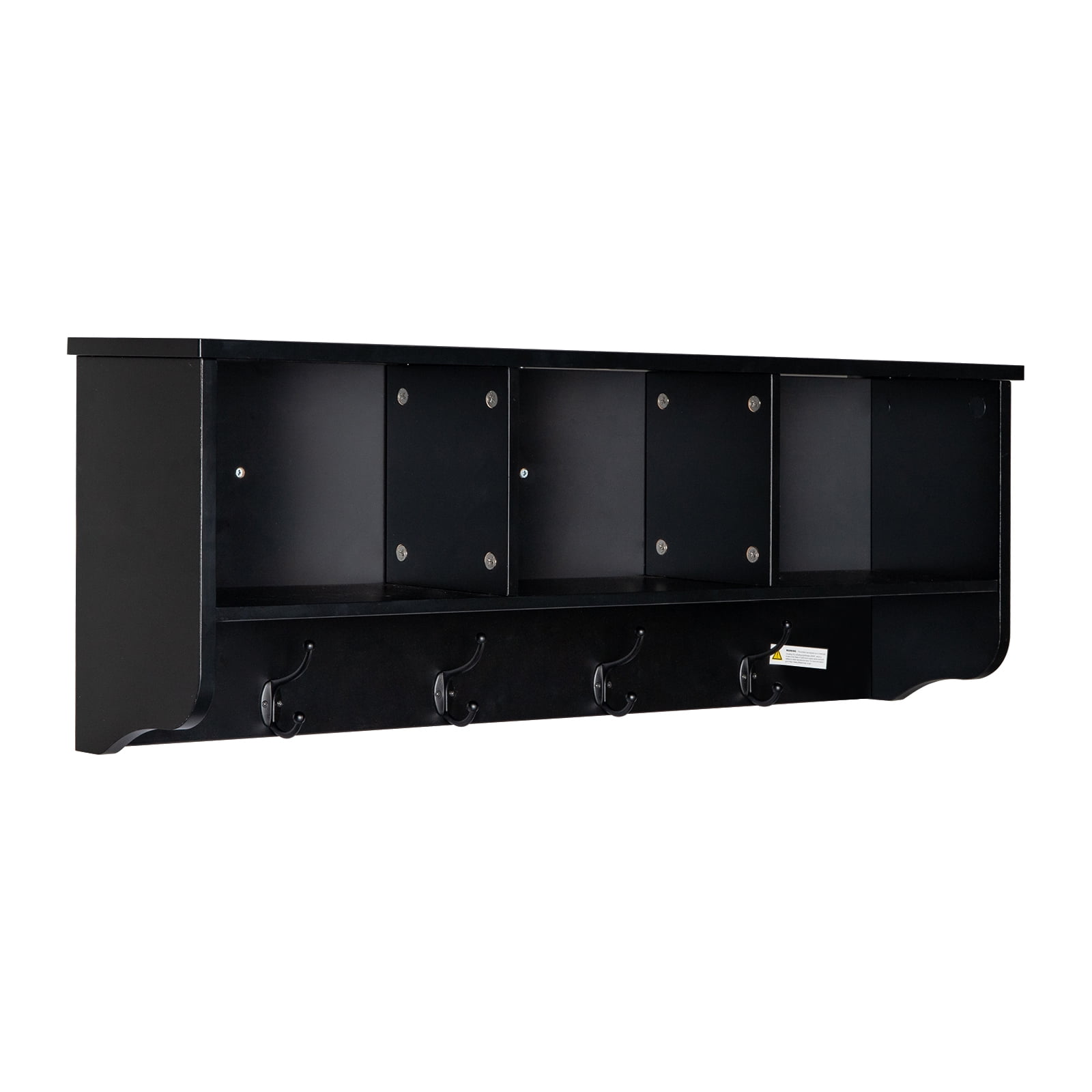 Kepooman Decorative Coat Rack for Wall Mount - Stylish Rustic Shelf with 3 Cubby and 4 Hook - Perfect Key Holder and Towel Rack to Simplify Your Home, Black Kepooman Decorative Coat Rack for Wall Mount - Stylish Rustic Shelf with 3 Cubby and 4 Hook - Perfect Key Holder and Towel Rack to Simplify Your Home, Black