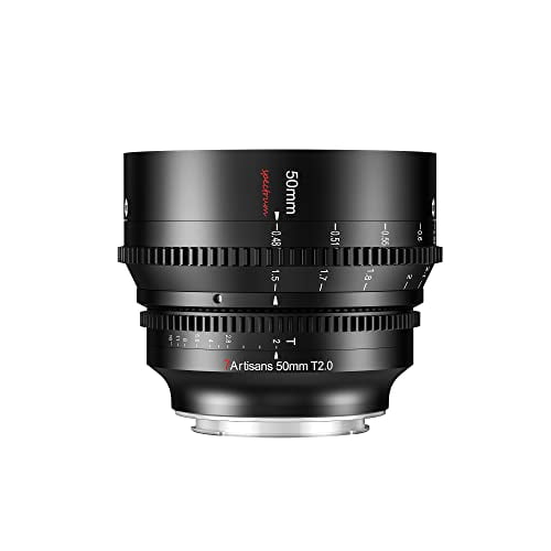 7artisans 50mm T2.0 Large Aperture Full Frame Cine Lens Compatible for Canon RF-Mount, Manual Focus