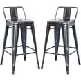 thumbnail image 1 of 16.5'' x 16.5'' x 32.5'' 2PACK Retro Barstool for Patio, Rustic Farmhouse Metal Bistro Chair with Metal Legs, Barstool Chair for Home, Kitchens, Cafe, Conversation, 264.5lbs, Golden Black, S9748, 1 of 7