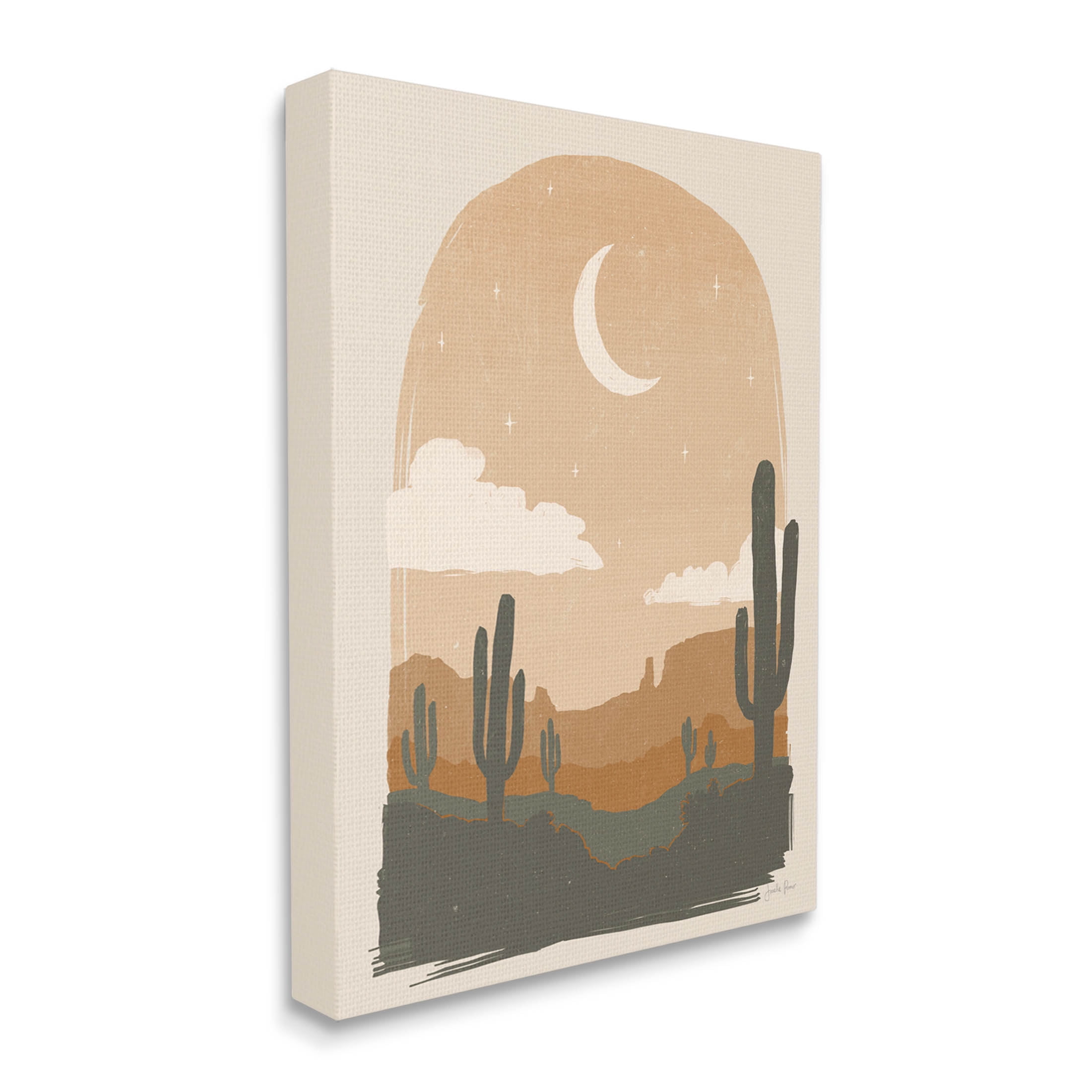 Stupell Industries Arid Desert Cactus Under Night Sky Graphic Art Gallery Wrapped Canvas Print Wall Art, Design by Janelle Penner