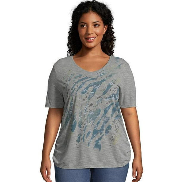 Just My Size - Just My Size 617914040345 Women Plus-Size Short-Sleeve V ...