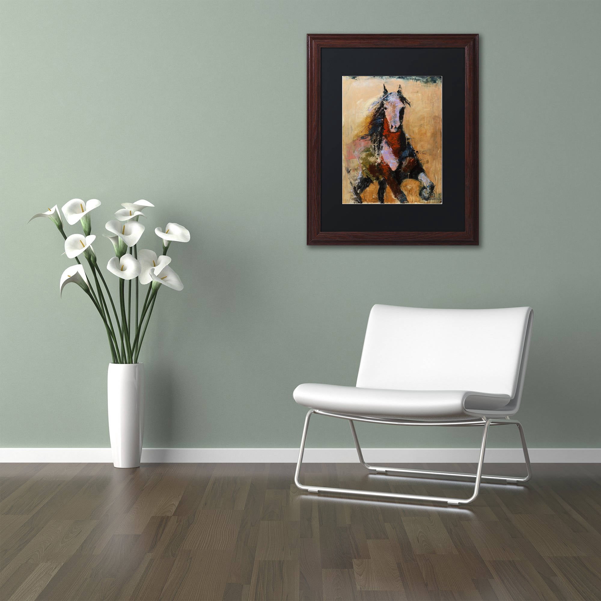 Trademark Fine Art "Golden Horse" Canvas Art by Joarez, Black Matte, Wood Frame