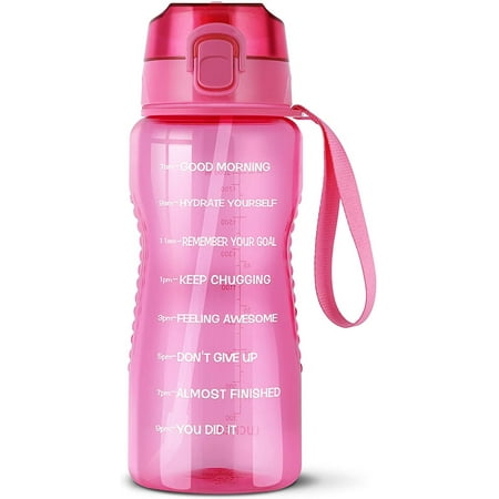 

LUCKEA Water Bottle with Straw/ Half Gallon motivational 64 OZ Leakproof PINK