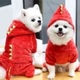 thumbnail image 2 of Dog Pet Clothing, Red Dinosaur Shaped Hooded Outfit, 1 Piece Warm Cosplay Costume, for Small and Medium Dogs Cats Halloween Holiday Party Dressing Up, 2 of 9