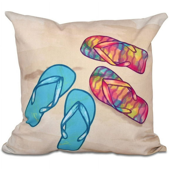 Simply Daisy 16" x 16" Beach Shoes Geometric Print Pillow