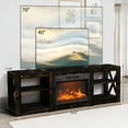 thumbnail image 2 of 70" Fireplace TV Stand with Fireplace Insert and Remote Control, Entertainment Center with Built-in Storage and Adjustable Shelf, Media Console Table Cabinet for Max 70" TV, Living Room, Black, 2 of 8
