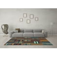 thumbnail image 3 of Ahgly Company Indoor Square Southwestern Light Blue Country Area Rugs, 5' Square, 3 of 4
