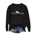 thumbnail image 5 of Black Hoodies for Women Horse Sweatshirt for Women Cute Heartbeat Graphic Shirts Long Sleeve Crew Neck Pullover Tops Horse Lover Womens Fashion Clothing, 5 of 5
