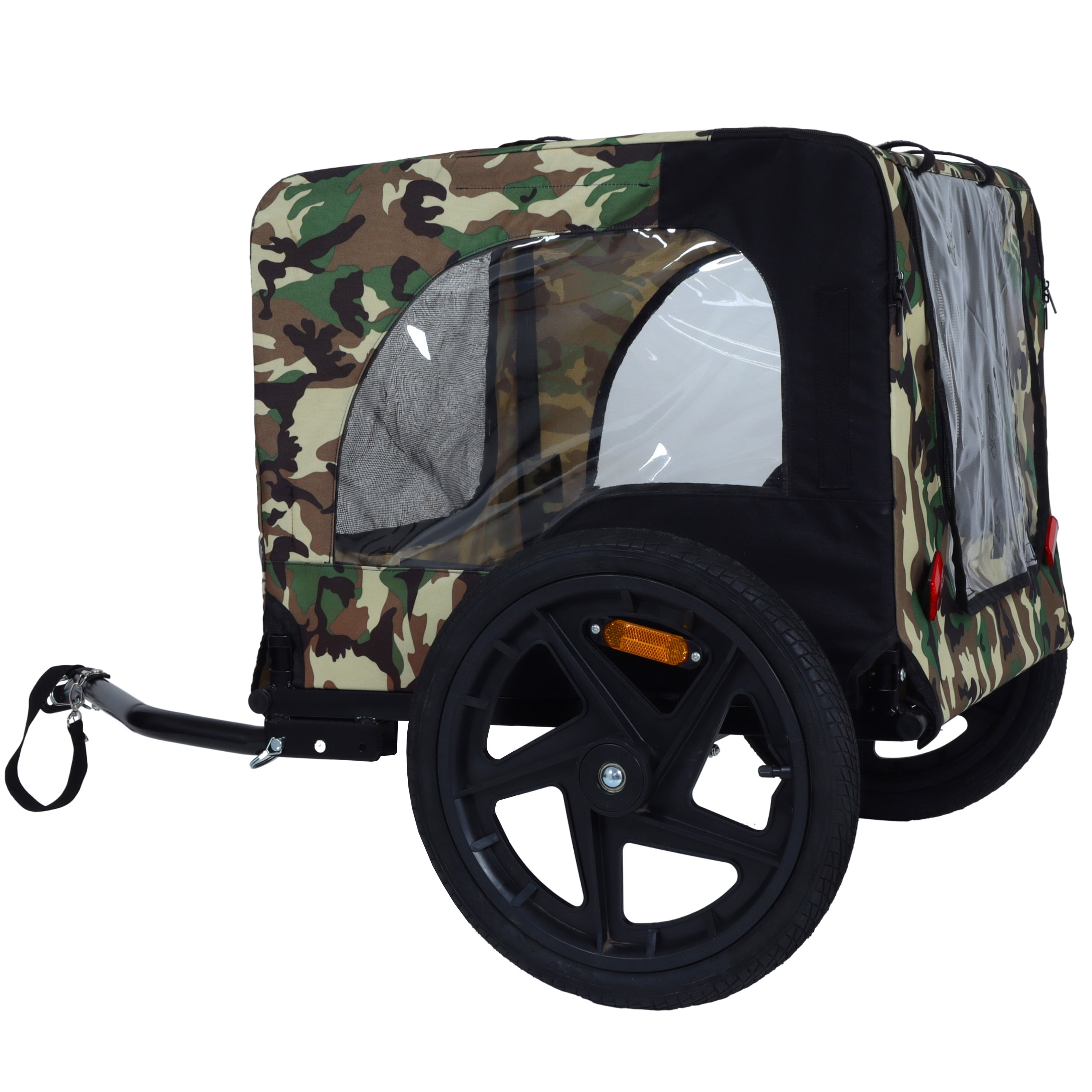 Foldable Pet Bike Trailer for Small & Medium Pets, Heavy-Duty Steel Frame Bicycle Dog Cart with 16" Inflatable Wheels, Waterproof Fabric, Ventilated Mesh & Internal Safety Leash