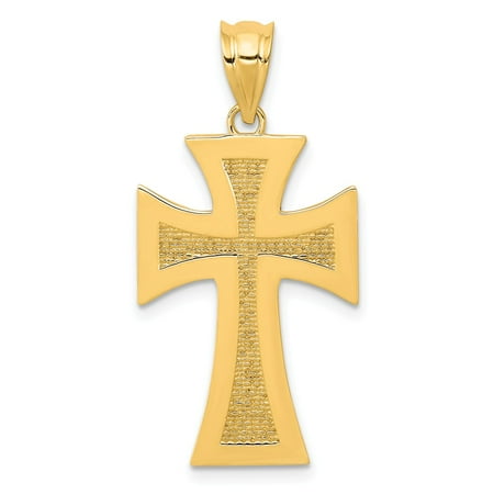 14k Yellow Gold Polished & Textured Cross Pendant