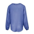 thumbnail image 7 of Npasoilc Summer Tops for Women Trendy Long Sleeve Elastic Cuff Pleated Round Neck Bandadge Lace-Up Blouse Textured Solid Color Casual Loose T-Shirts, 7 of 7