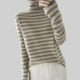 thumbnail image 2 of Womens Turtleneck Long Sleeve Shirt Slim Fit Stretch Striped Blouses Basic Knit Tops Outfits 2026 Fashion Clothes (XL, Gray), 2 of 3