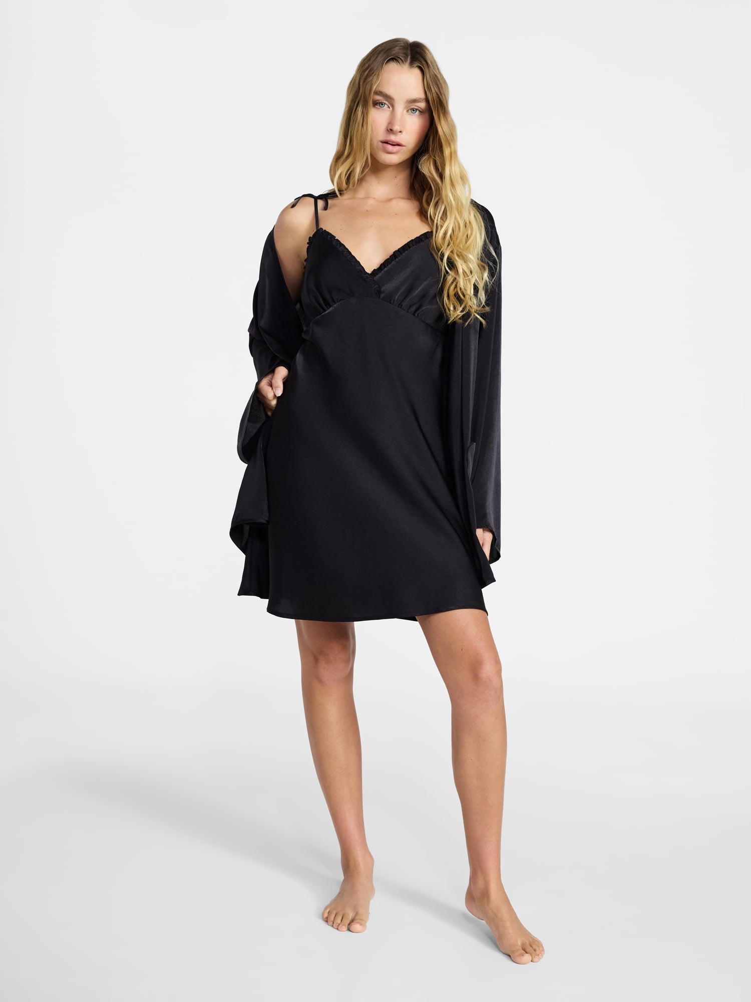 No Boundaries Sleepwear Satin Robe, Women's XS-XXL