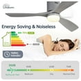 thumbnail image 3 of Sofucor 52 Inch Low Profile Ceiling Fans with Light, Modern Flush Mount Solid Wood Ceiling Fan with Airflow 5000CFM, Quiet DC Motor, 6 Speeds, Timer & Reversible for Bedroom Living Room, ETL, Gray, 3 of 19