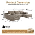 thumbnail image 5 of ODUWA 108" U-Shaped Modular Sectional Sofa, Plush Corduroy Couch with Deep Seats, Ready-to-Use, Camel, 5 of 10