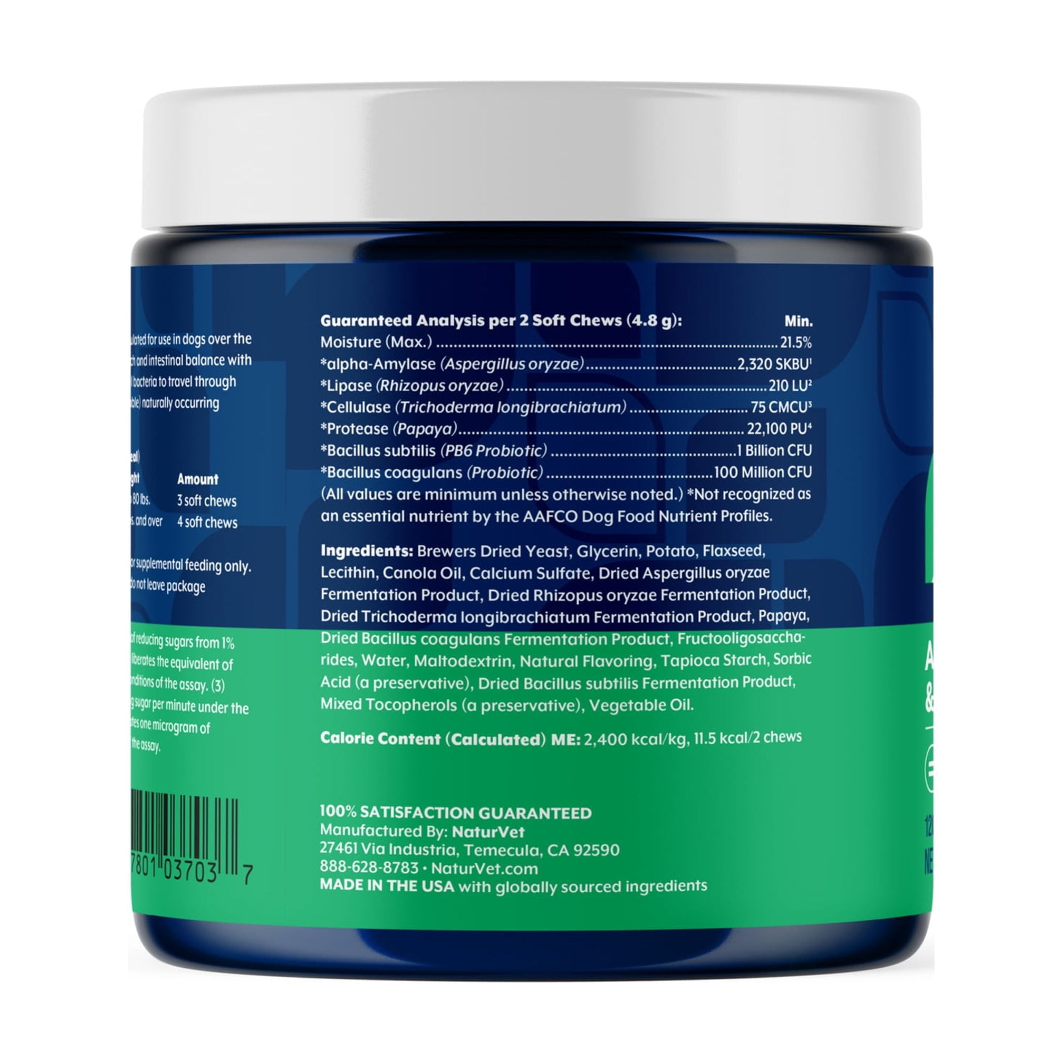 NaturVet Advanced Probiotics & Enzymes Digestion Supplement, Bacon and Chicken Flavor, 120 Count