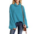 thumbnail image 2 of Duoif Sweaters for Women Trendy Women's Elegant Turtleneck Sweaters Oversized Long Sleeve Chunky Knit Sweater Fall Winter Casual Solid Pullover Tops Women's Sweaters Womens Tops Blue XL, 2 of 5