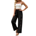 thumbnail image 3 of CAIXIA Capris Pants for Women Cut Out Summer Casual Loose Flowy High Waisted Smocked Palazzo 2026 Lounge Beach Cropped Trousers, 3 of 7