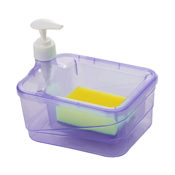 Soap Dispenser and Scrubber Holder Sink Countertop Organizer, Multifunctional Soap Liquid Pump Bottle for Home