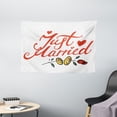 thumbnail image 1 of Wedding Decorations Tapestry, Just Married Hand Writing in Red and Rose with Wedding Rings, Wall Hanging for Bedroom Living Room Dorm Decor, 60W X 40L Inches, Red Fern Green White, by Ambesonne, 1 of 1