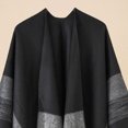 thumbnail image 3 of Xfvqtps Women Cape Tassels Plaid Printing Classical Wool Thickened Warm Loose Windproof Coldproof Warm Winter Cardigan Shawl Wraps Black, 3 of 6