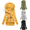 thumbnail image 5 of Aellinatey Women Long Sleeve Hoodie for Jacket Solid Turtleneck Drawstring Zip Sweatshirt C, 5 of 13