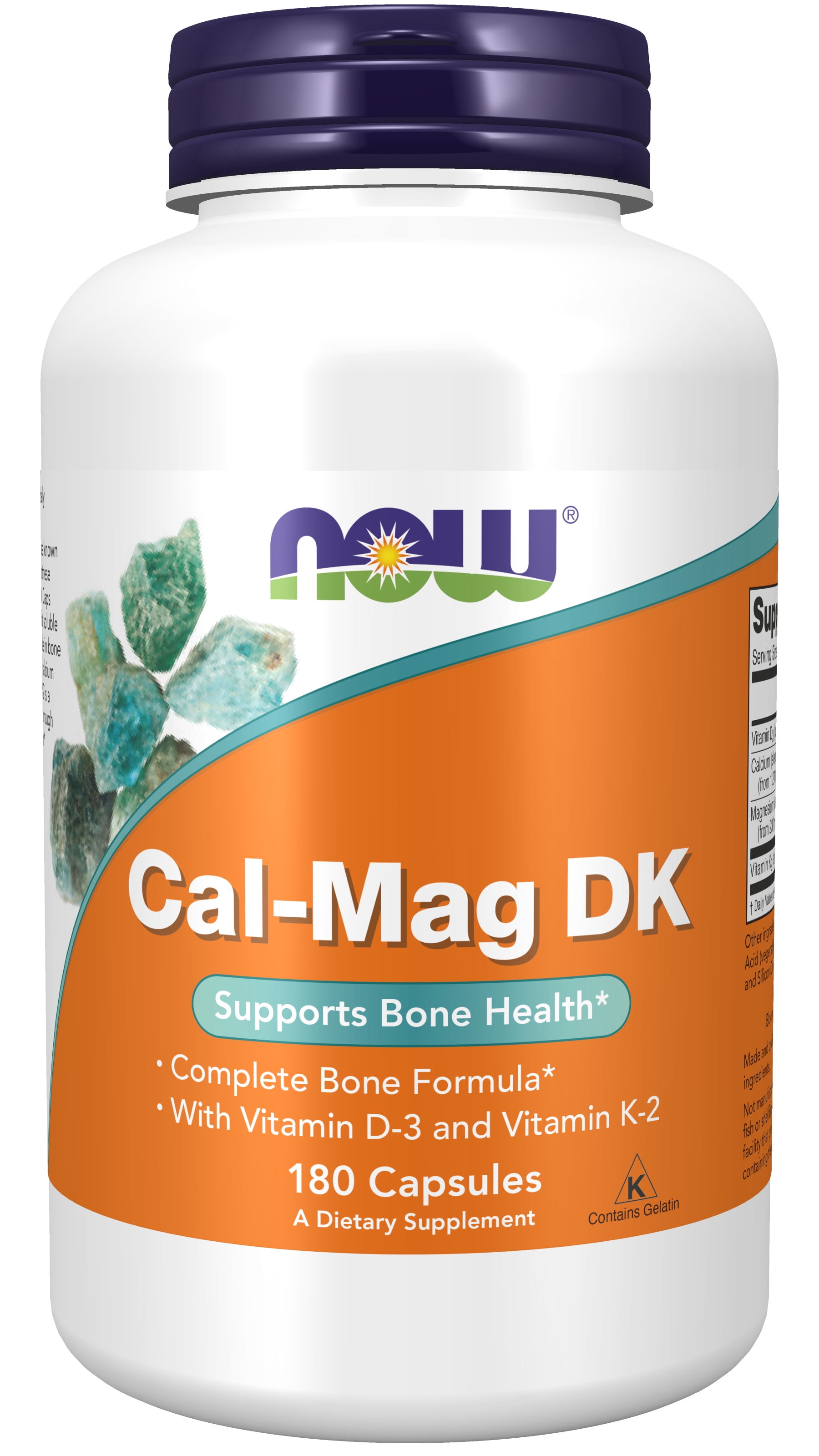 NOW Supplements, Cal-Mag DK with Vitamin D-3 and Vitamin K-2, Supports Bone Health*, 180 Capsules