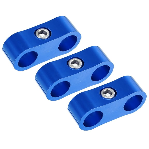 Unique Bargains 3pcs Aluminum Alloy AN4 Car Hose Separator Clamp Fuel Line Connector for Oil Fuel Hose Blue