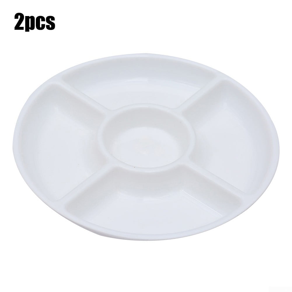 X 10 White Plastic Serving Platter 5 Section Disposable Tray Snacks Trays 35cm 