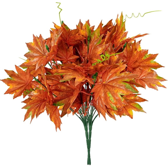 Dalrosia 2PCS Artificial Maple Leaf Shrubs Fake Fall Leaves Bundles Autumn Faux Plants Bushes for Indoor Outdoor Home Kitchen Living Room Fireplace Wedding Dining Table Hotel Decor
