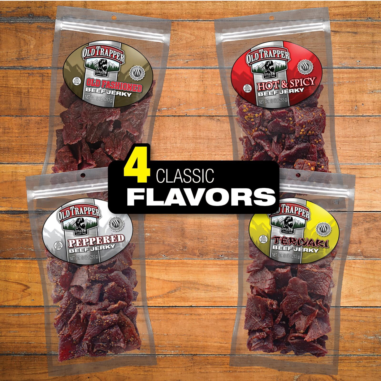 Old Trapper Beef Jerky, Teriyaki MDA05&nbsp;10-Ounce Individual Pack, Tender Meat Snack for Lunches or Between Meals, 11 Grams of Protein, Zero Grams of Fat, and 70 Calories per Ounce (Pack of One)