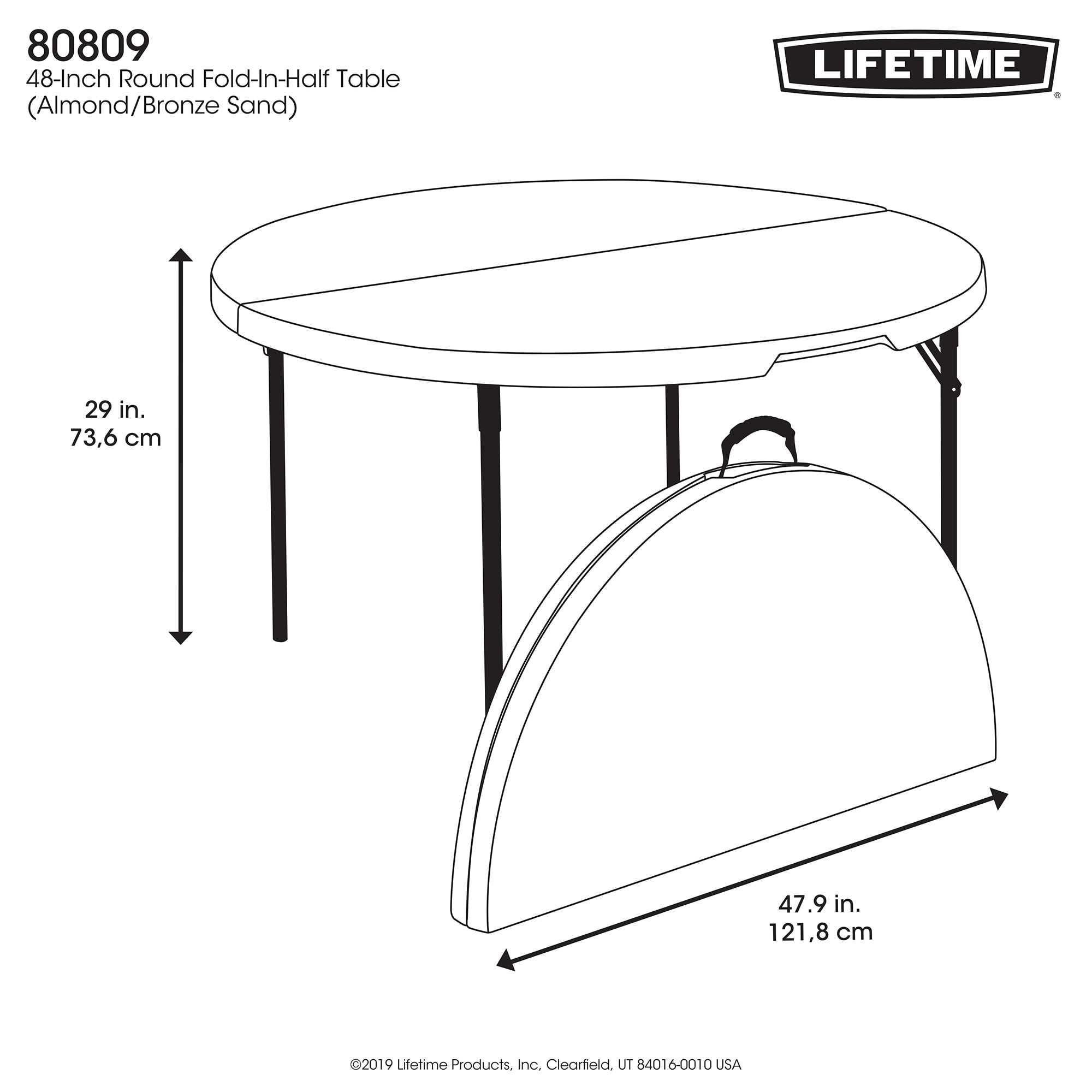 Lifetime 48 Round Fold In Half Table, 48 Inch Round Table Folding