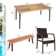 thumbnail image 4 of Costway 6PCS Patio Rattan Dining Set Armrest Chair Wood Table Top Umbrella Hole, 4 of 10