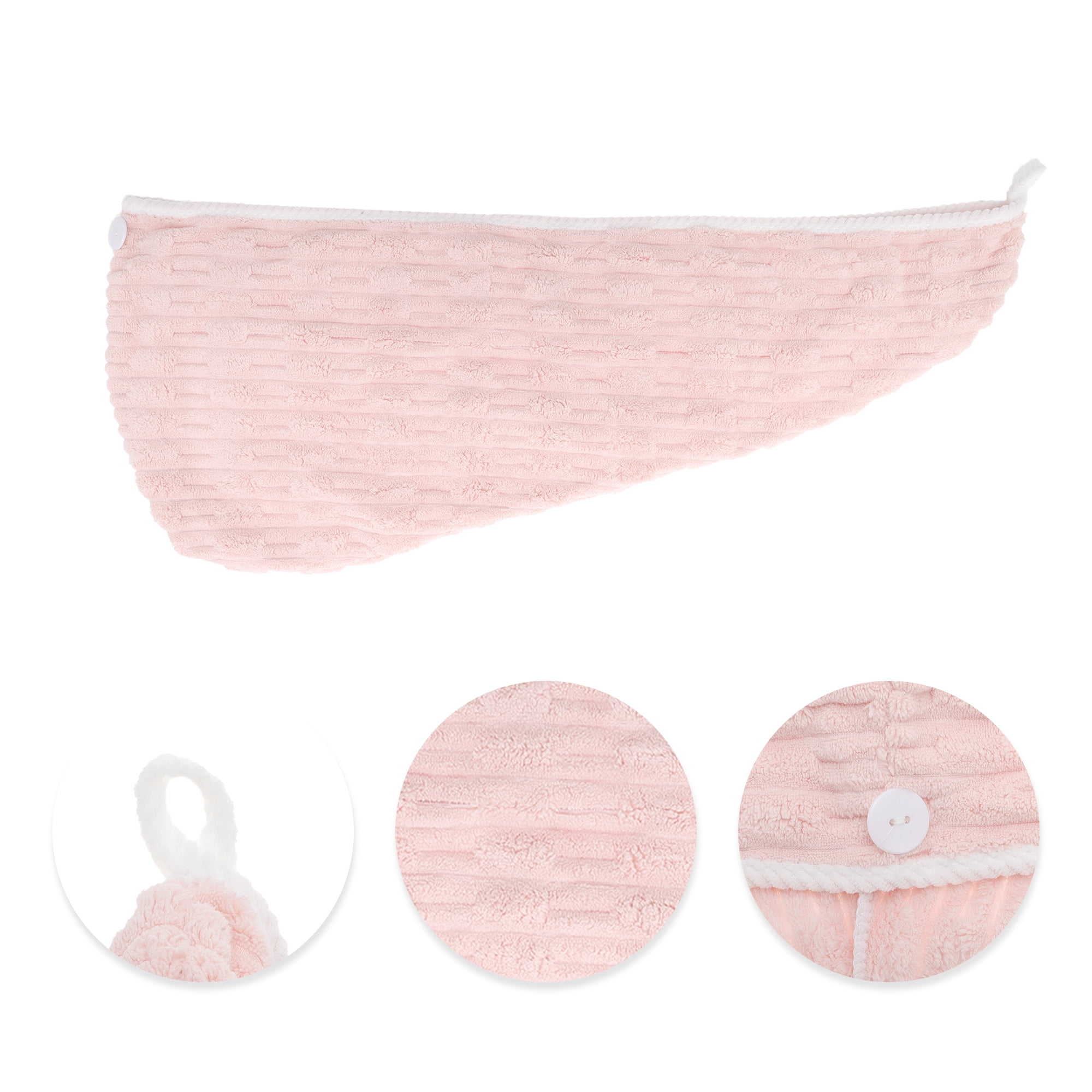 Unique Bargains 1pc Classic Water-absorbent Coral Fleece Hair Towel 24.02"x 9.65" Pink