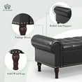 thumbnail image 5 of Apicizon 60” Bench with Storage, Queen Size Faux Leather End of Bed Bench with Tufted Button, Ottoman Bench with Rolled Arms & Vintage Rivets for Foot of Bed, Living Room, Entrance, Black, 5 of 15