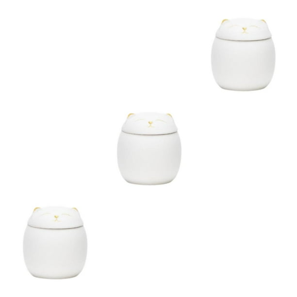 Injueey Botes de cerámica para cocina, gran capacidad, resistentes y duraderos, portátiles, a prueba de humedad, lindo blanco, 500ml Type1 NO1