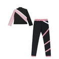 thumbnail image 6 of Hansber Kids Girls Contrast Color Ice Skating Suit Long Sleeve Zipper Jacket Sweatshirt and Leggings Set Pink 14, 6 of 7