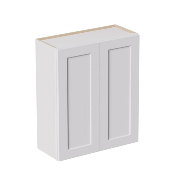 White shaker Solid Wood Double Doors Wall Cabinet 2 Doors and 2 Shelves for Kitchen Storage, Bathroom Storage, Laundry,Adjustable Shelves Ready to Assemble(30"W×12"D×36"H)