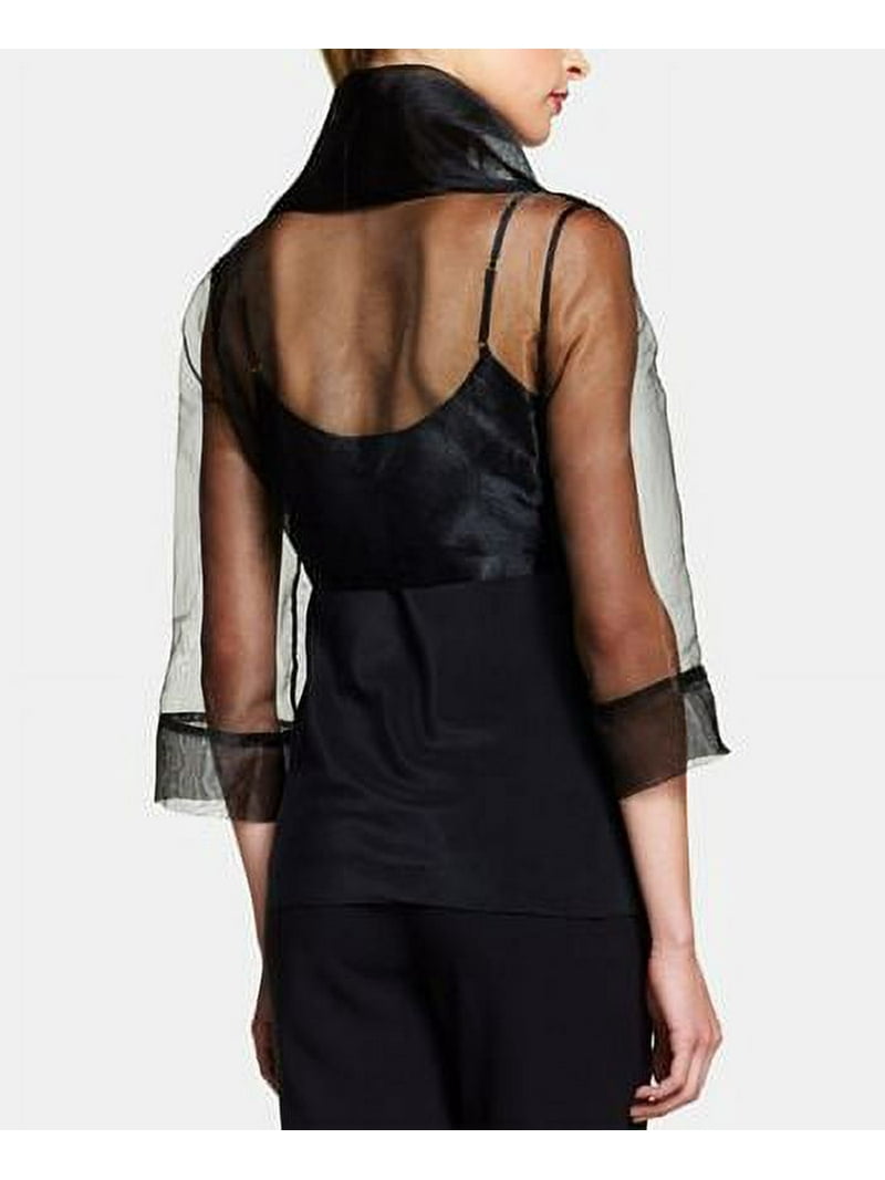 Adrianna Papell BLACK Women's Organza Wrap Jacket, US L