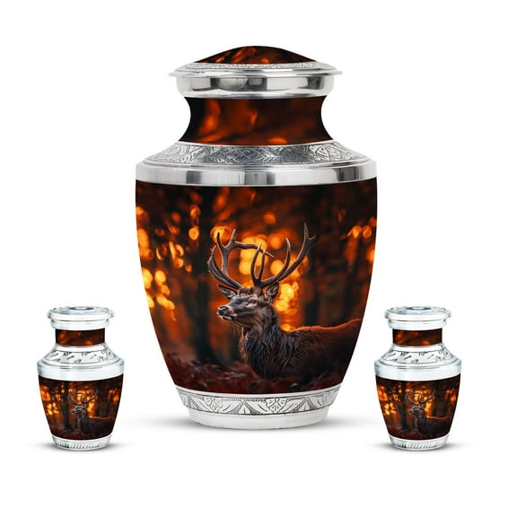 KARYLIZ Deer Small Urns For Human Ashes Keepsake – Funeral Ash Urn for Men & Women – Golden Black Keepsake Urns for Male & Female - Memorial Gift For Mom & Dad