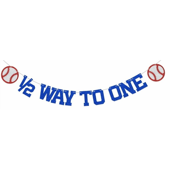 Baseball 1/2 Way to One Banner Baseball Birthday Banner Baseball Themed Party Decorations 1/2 Birthday Boy Decorations Blue